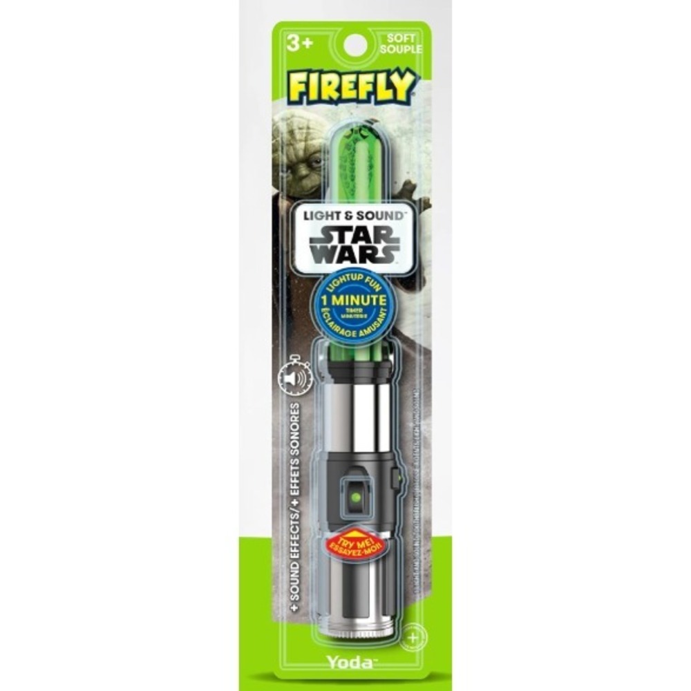 Firefly Kids Soft Toothbrush, Star Wars Lightsaber, Green Yoda Light & Sounds